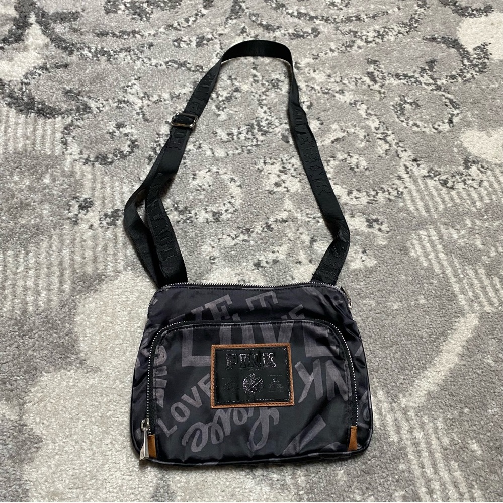 NWOT Victoria’s Secret PINK black logo crossbody